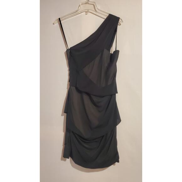 Rag & Bone Silk One Shoulder Tiered Layered Sheath Dress Womens Size 4 Black LBD - Picture 1 of 10